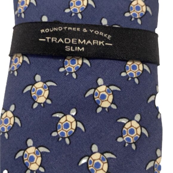 Turtles Necktie Slim Tie Roundtree & Yorke Men’s 100% Cotton - Picture 1 of 3